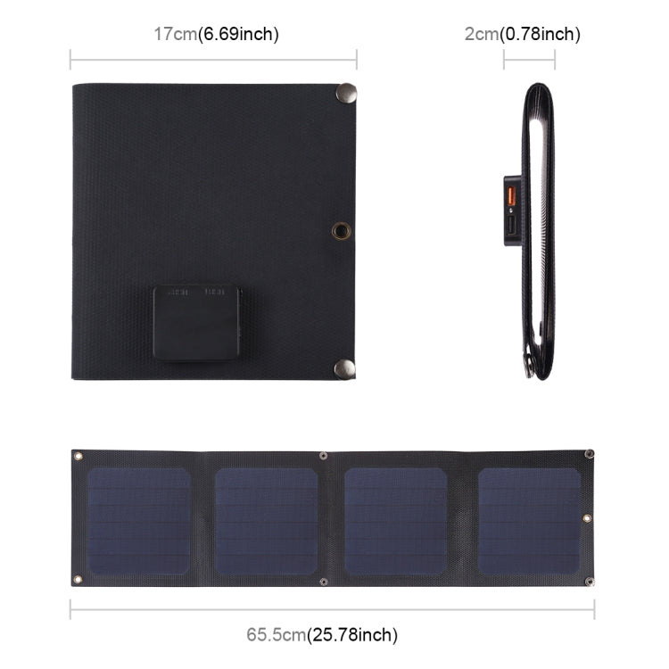 HAWEEL 14W 4-Fold ETFE Solar Panel Charger with 5V / 2.1A Max Dual USB Ports, Support QC3.0 and AFC(Black) - Charger by HAWEEL | Online Shopping South Africa | PMC Jewellery