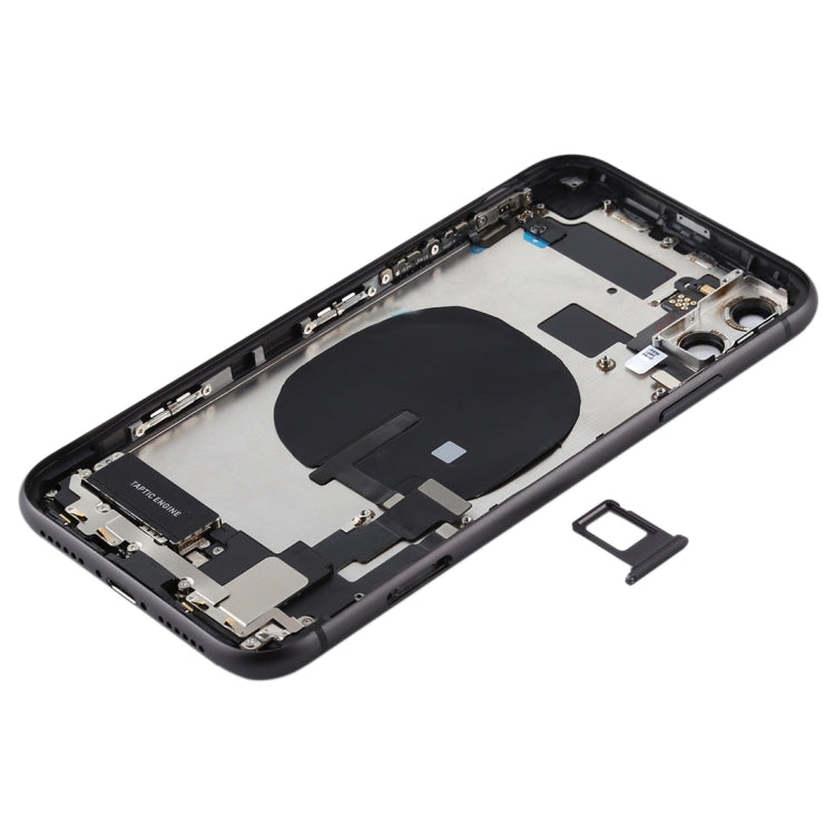 Battery Back Cover Assembly (with Side Keys & Power Button + Volume Button Flex Cable & Wireless Charging Module & Motor & Charging Port & Speaker Ringer Buzzer & Card Tray & Camera Lens Cover) for iPhone 11(Black) - Back Cover by PMC TechLife | Online Shopping South Africa | PMC TechLife