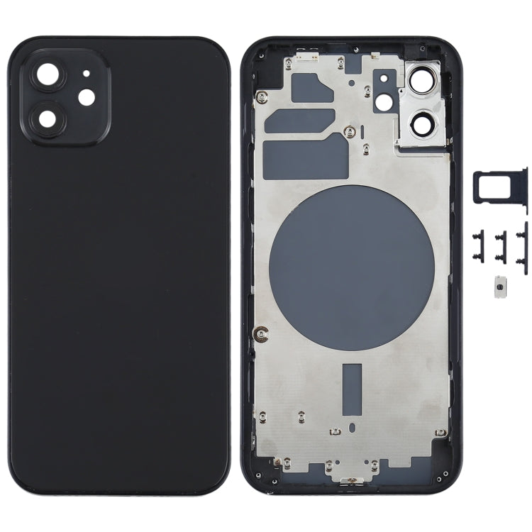 Back Housing Cover with SIM Card Tray & Side  Keys & Camera Lens for iPhone 12(Black) - Back Cover by PMC TechLife | Online Shopping South Africa | PMC TechLife