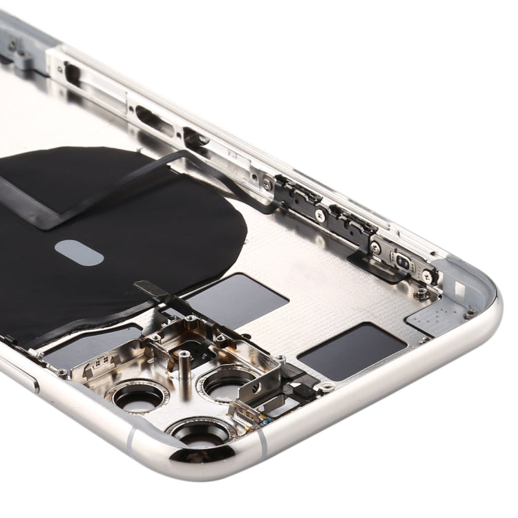Battery Back Cover (with Side Keys & Card Tray & Power + Volume Flex Cable & Wireless Charging Module) for iPhone 11 Pro Max(Silver) - Back Cover by PMC TechLife | Online Shopping South Africa | PMC TechLife