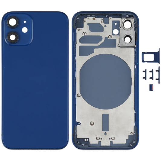 Back Housing Cover with SIM Card Tray & Side  Keys & Camera Lens for iPhone 12 mini(Blue) - Back Cover by PMC Jewellery | Online Shopping South Africa | PMC Jewellery