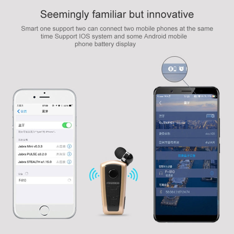 Fineblue F910 CSR4.1 Retractable Cable Caller Vibration Reminder Anti-theft Bluetooth Headset(Red) - free shipping - PMC TechLife - Order now!