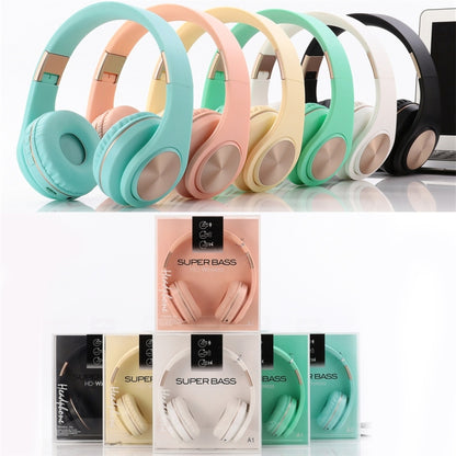 A1 Bluetooth 4.2 Candy Color Super Base Bluetooth Headphone, Support Music Play & Switching & Volume Control & Answer(Mint Green) - Headset & Headphone by PMC Jewellery | Online Shopping South Africa | PMC Jewellery