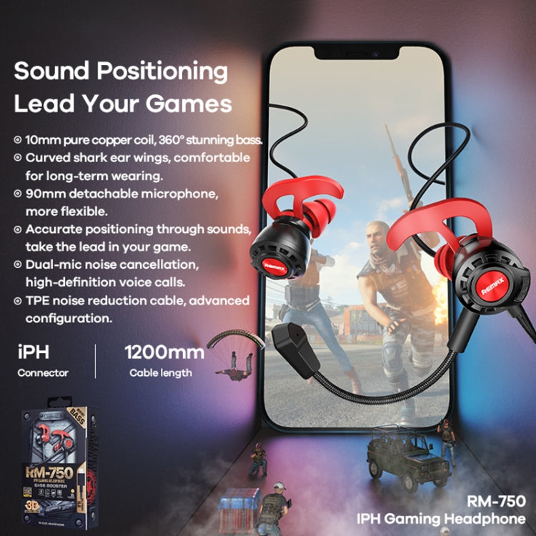 REMAX RM-750 8PIN Interface Gaming Earphone - Normal Style Earphone by REMAX | Online Shopping South Africa | PMC TechLife | Buy Now Pay Later Mobicred