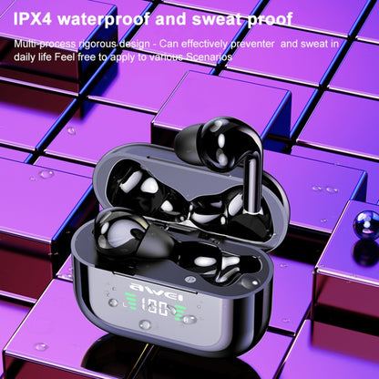 awei T29P Bluetooth V5.0 LED Digital Display Ture Wireless Sports IPX4 Waterproof TWS Headset with Charging Case - TWS Earphone by awei | Online Shopping South Africa | PMC Jewellery