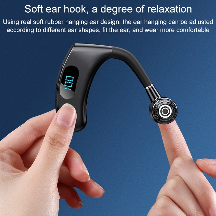 V12 Bluetooth 5.2 Business Hanging Ear Style Smart LED Digital Display Wireless Bluetooth Earphone with Charging Box (Red) - Bluetooth Earphone by PMC TechLife | Online Shopping South Africa | PMC TechLife