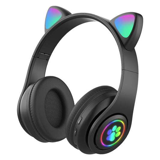 B39 Cat Ear Design LED Gradient Light Wireless Bluetooth Headset(Black) - Multimedia Headset by PMC Jewellery | Online Shopping South Africa | PMC Jewellery