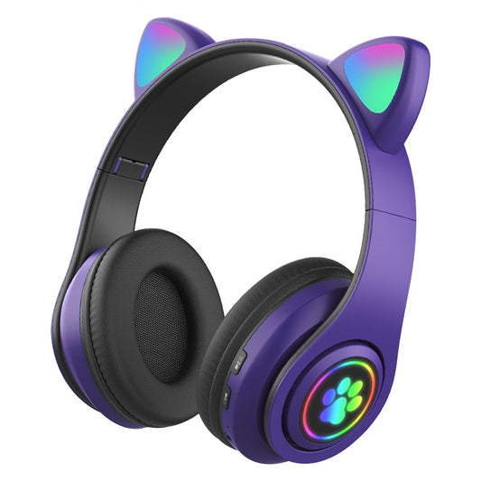 B39 Cat Ear Design LED Gradient Light Wireless Bluetooth Headset(Purple) - Multimedia Headset by PMC Jewellery | Online Shopping South Africa | PMC Jewellery