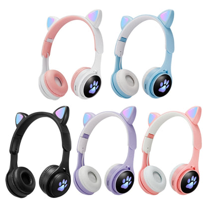 B30 Cat Paw Cat Ears Colorful Luminous Foldable Bluetooth Headset with 3.5mm Jack & TF Card Slot(Purple) - Headset & Headphone by PMC Jewellery | Online Shopping South Africa | PMC Jewellery