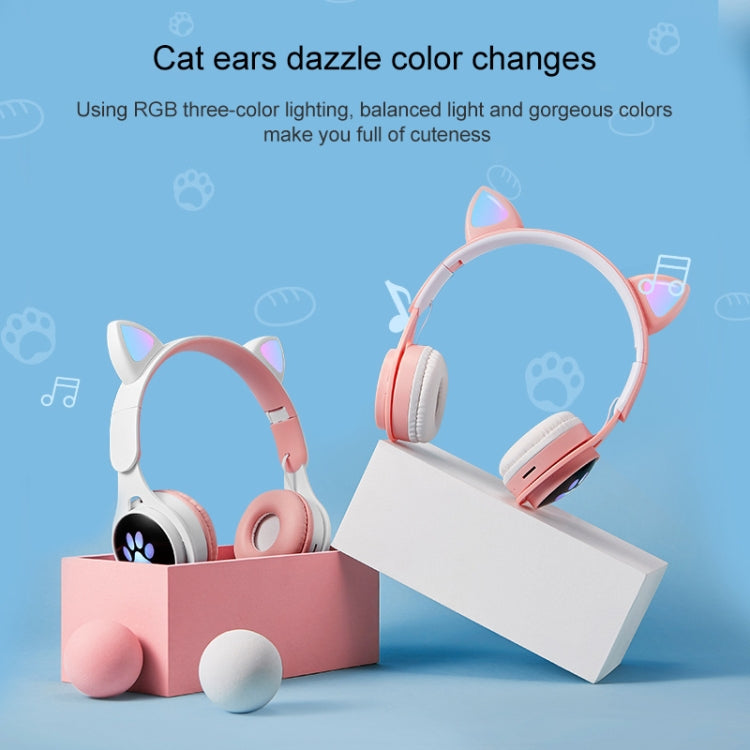 B30 Cat Paw Cat Ears Colorful Luminous Foldable Bluetooth Headset with 3.5mm Jack & TF Card Slot(Black) - Headset & Headphone by PMC Jewellery | Online Shopping South Africa | PMC Jewellery