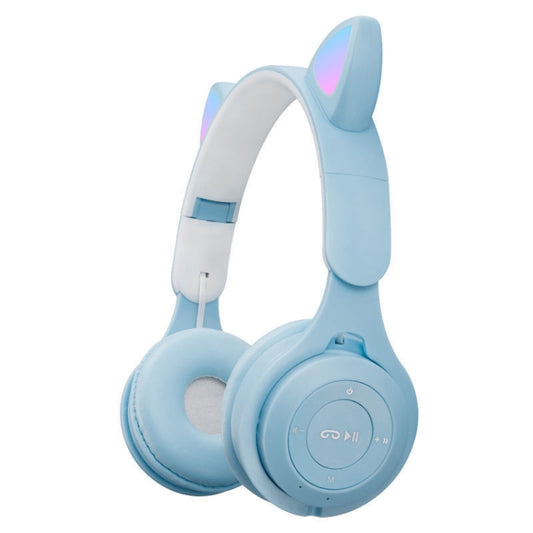M6 Luminous Cat Ears Two-color Foldable Bluetooth Headset with 3.5mm Jack & TF Card Slot(Blue) - Headset & Headphone by PMC Jewellery | Online Shopping South Africa | PMC Jewellery