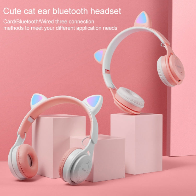 M6 Luminous Cat Ears Two-color Foldable Bluetooth Headset with 3.5mm Jack & TF Card Slot(Purple) - Headset & Headphone by PMC Jewellery | Online Shopping South Africa | PMC Jewellery