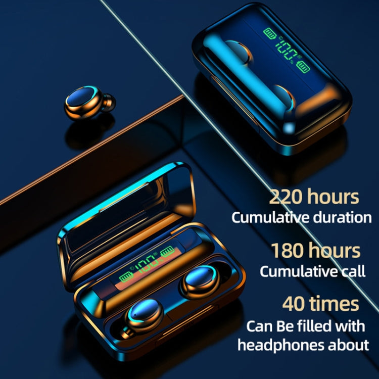 F9-5C LED Light + Digital Display Noise Reduction Bluetooth Earphone(White) - Bluetooth Earphone by PMC TechLife | Online Shopping South Africa | PMC TechLife