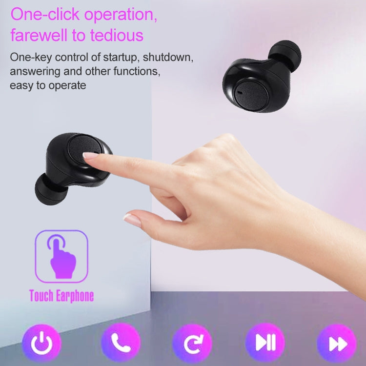 DT-15 Wireless Two Ear Bluetooth Headset Supports Touch & Smart Magnetic Charging & Power On Automatic Pairing (Black) - Bluetooth Earphone by PMC TechLife | Online Shopping South Africa | PMC TechLife