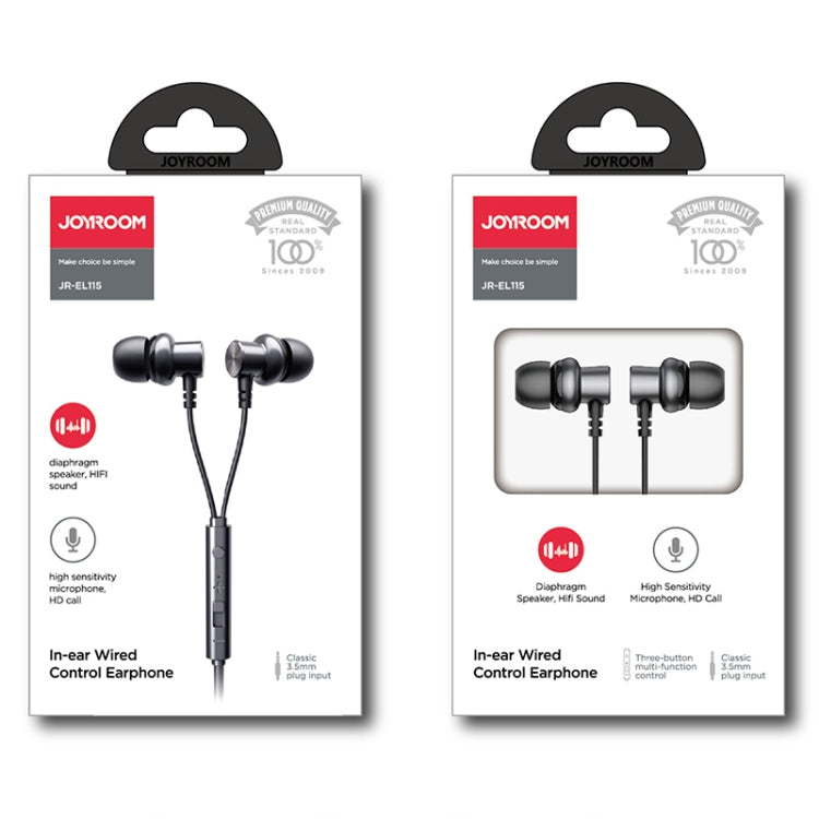 JOYROOM JR-EL115 Metal In-ear Wired Control Earphone (Grey) - In Ear Wired Earphone by JOYROOM | Online Shopping South Africa | PMC Jewellery