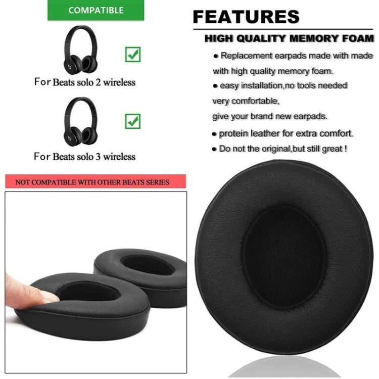 1 Pair Soft Sponge Earmuff Headphone Jacket for Beats Solo 2.0 / 3.0, Bluetooth Version(Black) - Earmuff & Pad by PMC Jewellery | Online Shopping South Africa | PMC Jewellery