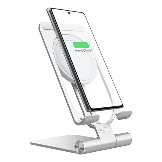 NILLKIN 2 in 1 15W PoweHold Mini Vertical Foldable Detachable Wireless Charger Mobile Phone Holder (Silver) - Wireless Charger by NILLKIN | Online Shopping South Africa | PMC Jewellery