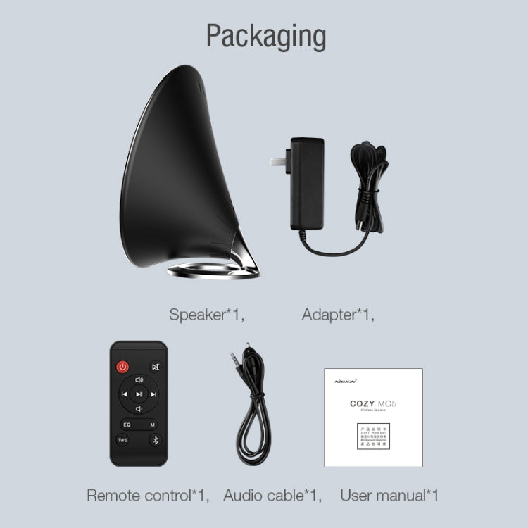 NILLKIN MC5 Pro 36W TWS Speaker Shape Wireless Bluetooth Speaker, Support Game / Music Mode & AUX Audio & NFC Pairing, US Plug(Black) - Desktop Speaker by NILLKIN | Online Shopping South Africa | PMC Jewellery
