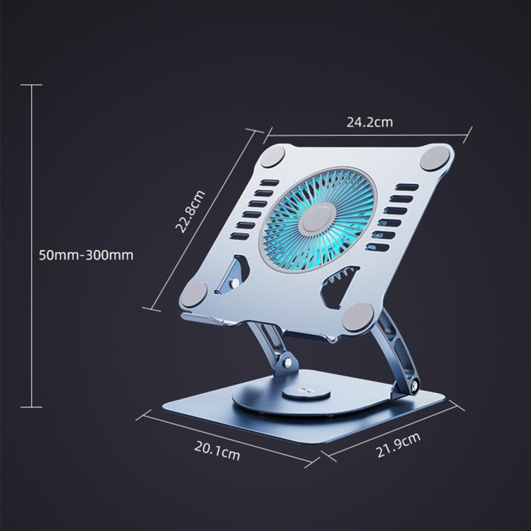 R- JUST HZ22-1 Rotating Dual-purpose Desktop Fan Aluminum Alloy Laptop Stand (Grey) - MacBook Holder by R-JUST | Online Shopping South Africa | PMC Jewellery