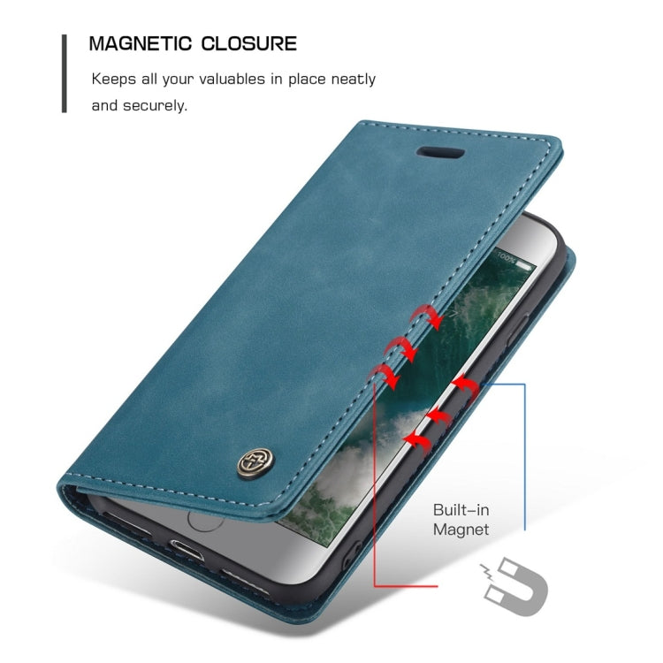 CaseMe-013 Multifunctional Retro Frosted Horizontal Flip Leather Case for iPhone 7 / 8, with Card Slot & Holder & Wallet(Blue) - More iPhone Cases by CaseMe | Online Shopping South Africa | PMC Jewellery