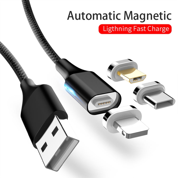 M11 3 in 1 3A USB to 8 Pin + Micro USB + USB-C / Type-C Nylon Braided Magnetic Data Cable, Cable Length: 1m (Blue) - Charging Cable & Head by PMC TechLife | Online Shopping South Africa | PMC TechLife