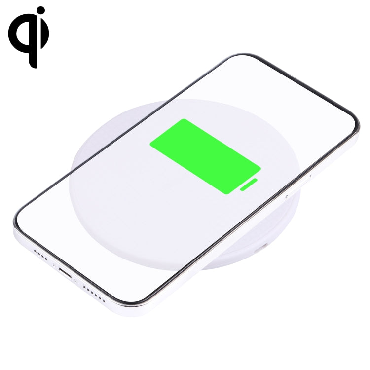 10W QI Plaid Pattern Round Plastic Wireless Charger (White) - Wireless Charger by PMC TechLife | Online Shopping South Africa | PMC TechLife