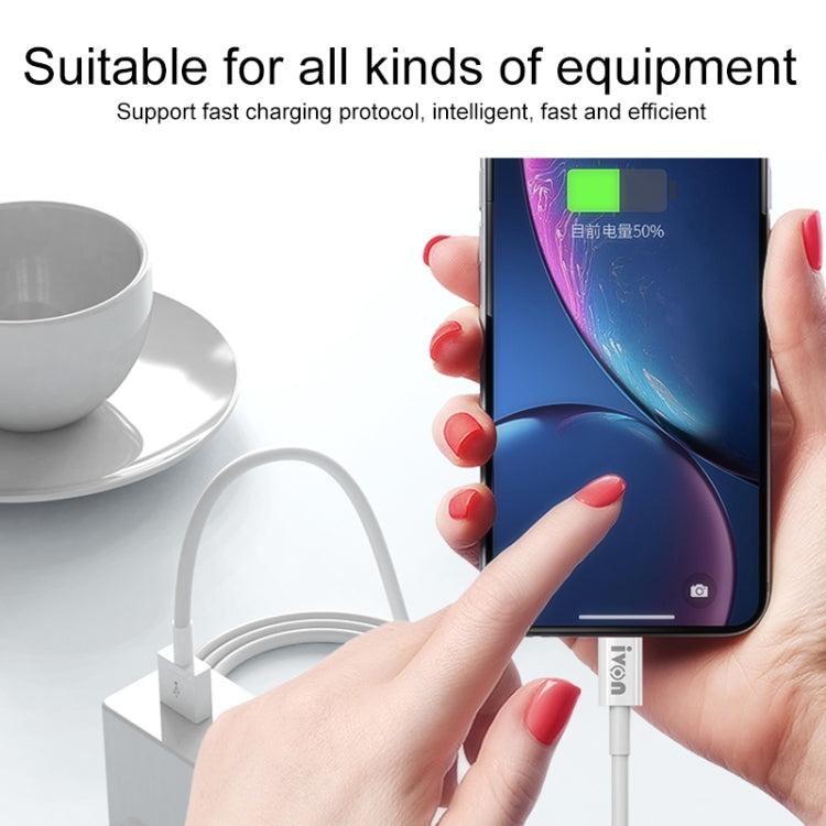 IVON CA70 8 Pin Fast Charging Data Cable, Length: 3m (White) - Normal Style Cable by IVON | Online Shopping South Africa | PMC TechLife