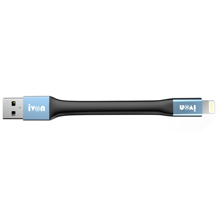 IVON CA90 2.4A USB to 8 Pin Portable Data Cable with Ring, Length: 14.5cm(Dark Gray) - Normal Style Cable by IVON | Online Shopping South Africa | PMC TechLife