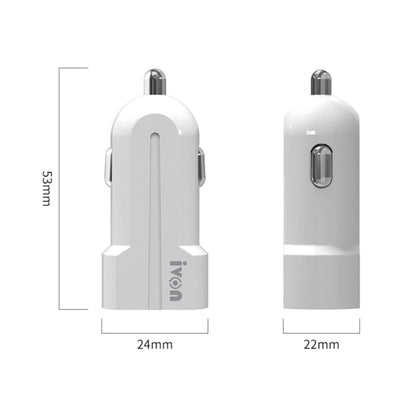 IVON CC13 QC 3.0 Fast Charging Car Charger Set with 8 Pin Charging Cable (White) - Car Charger by IVON | Online Shopping South Africa | PMC Jewellery | Buy Now Pay Later Mobicred