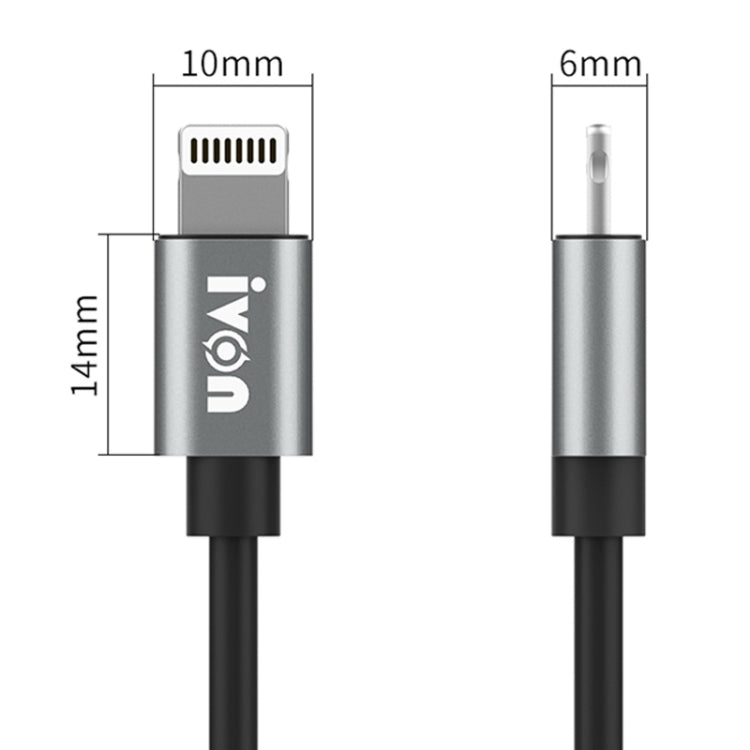 IVON CA73 2.4A 8 Pin Fast Charging Data Cable, Length: 2m(Black) - Normal Style Cable by IVON | Online Shopping South Africa | PMC TechLife | Buy Now Pay Later Mobicred