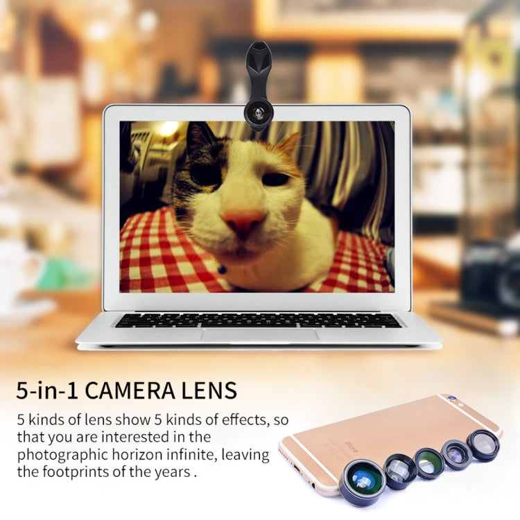 APEXEL APL-DG5 5 in 1 Universal 15X Macro Lens+0.63X Wide-angle Lens+198 Degrees Fisheye Lens+2X Telephoto Lens+CPL Lens, For iPhone, Samsung, Huawei, Xiaomi, HTC and Other Smartphones, Ultra-thin Digital Camera - Combination Lens by APEXEL | Online Shopping South Africa | PMC Jewellery