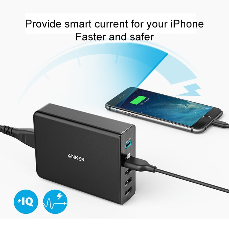 ANKER 2.4A USB-C / Type-C Power Delivery PD + 4 Ports Wall Changer for Mobile Phones / Tables / Macbooks(Black) - Multifunction Charger by ANKER | Online Shopping South Africa | PMC Jewellery