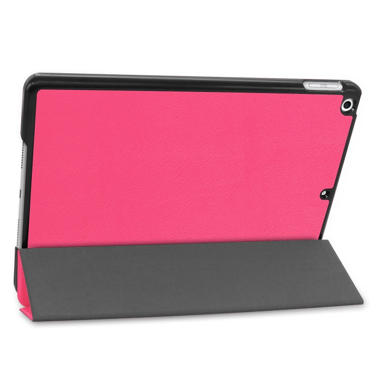 For iPad 10.2 Custer Texture Horizontal Flip Smart PU Leather Case with Sleep / Wake-up Function & Three-folding Holder (Rose Red) - iPad 10.2 Cases by PMC Jewellery | Online Shopping South Africa | PMC Jewellery