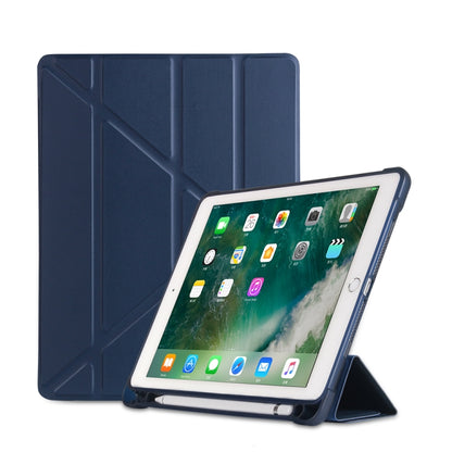 Multi-folding Shockproof TPU Protective Case for iPad 9.7 (2018) / 9.7 (2017) / air / air2, with Holder & Pen Slot(Blue) - iPad 9.7 (2018) & (2017) Cases by PMC Jewellery | Online Shopping South Africa | PMC Jewellery