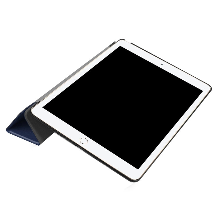 For iPad Pro 10.5 inch PU Litchi Texture 3-folding Smart Case Clear Back Cover with Holder(navy) - free shipping - PMC TechLife - Order now!