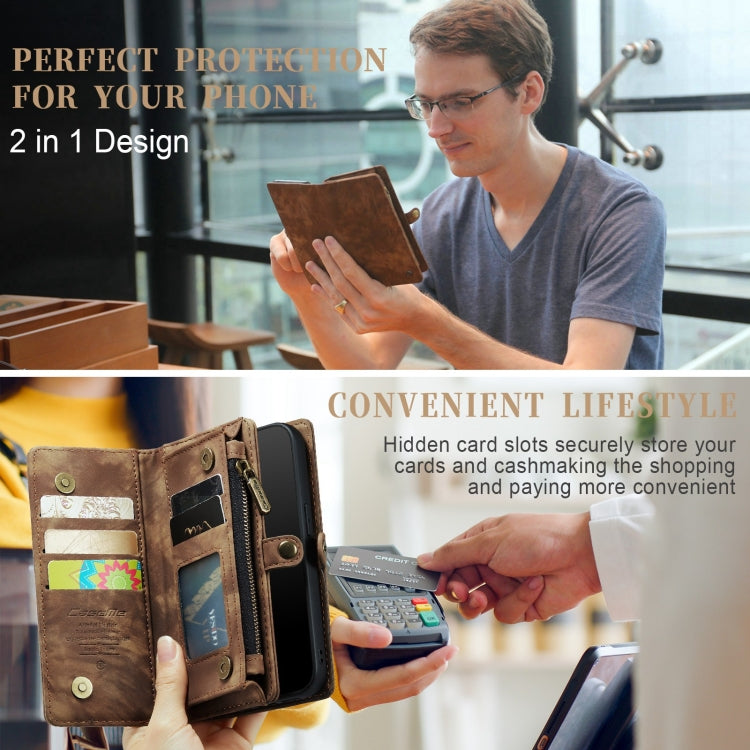 For iPhone XR CaseMe Detachable Multifunctional Horizontal Flip Leather Case with Card Slot & Holder & Zipper Wallet & Photo Frame (Brown) - More iPhone Cases by CaseMe | Online Shopping South Africa | PMC Jewellery