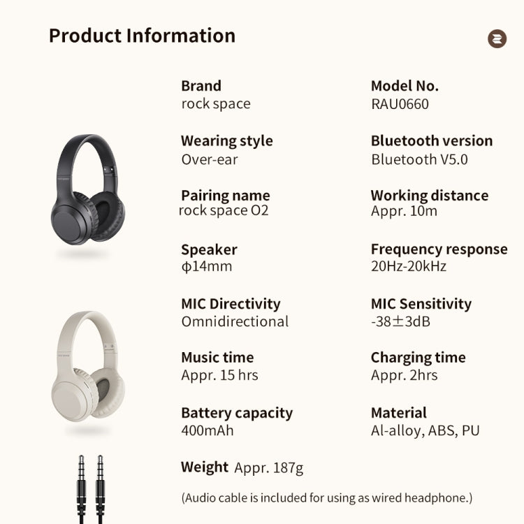 ROCK Space O2 HiFi Bluetooth 5.0 Wireless Headset with Mic, Support TF Card(White) - free shipping - PMC TechLife - Order now!