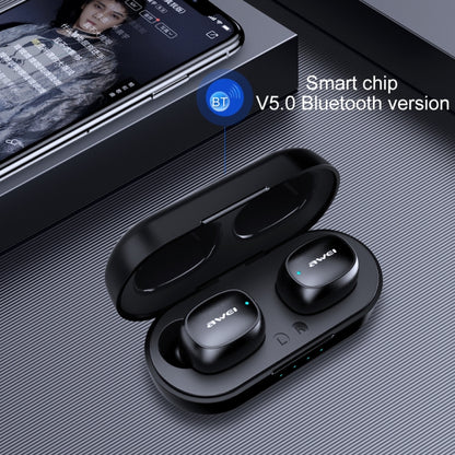 awei T13 TWS Bluetooth V5.0 Ture Wireless Sports Headset with Charging Case(Black) - TWS Earphone by awei | Online Shopping South Africa | PMC Jewellery
