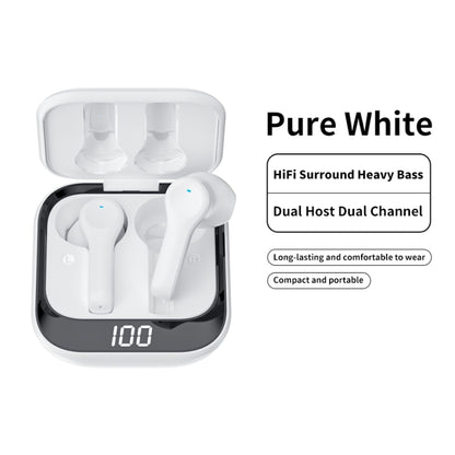 K08 Wireless Bluetooth 5.0 Noise Cancelling Stereo Binaural Earphone with Charging Box & LED Digital Display (White) - Bluetooth Earphone by PMC Jewellery | Online Shopping South Africa | PMC Jewellery