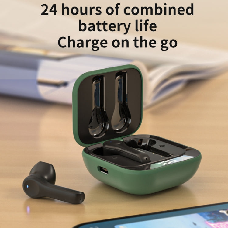 K08 Wireless Bluetooth 5.0 Noise Cancelling Stereo Binaural Earphone with Charging Box & LED Digital Display (Green) - Bluetooth Earphone by PMC Jewellery | Online Shopping South Africa | PMC Jewellery