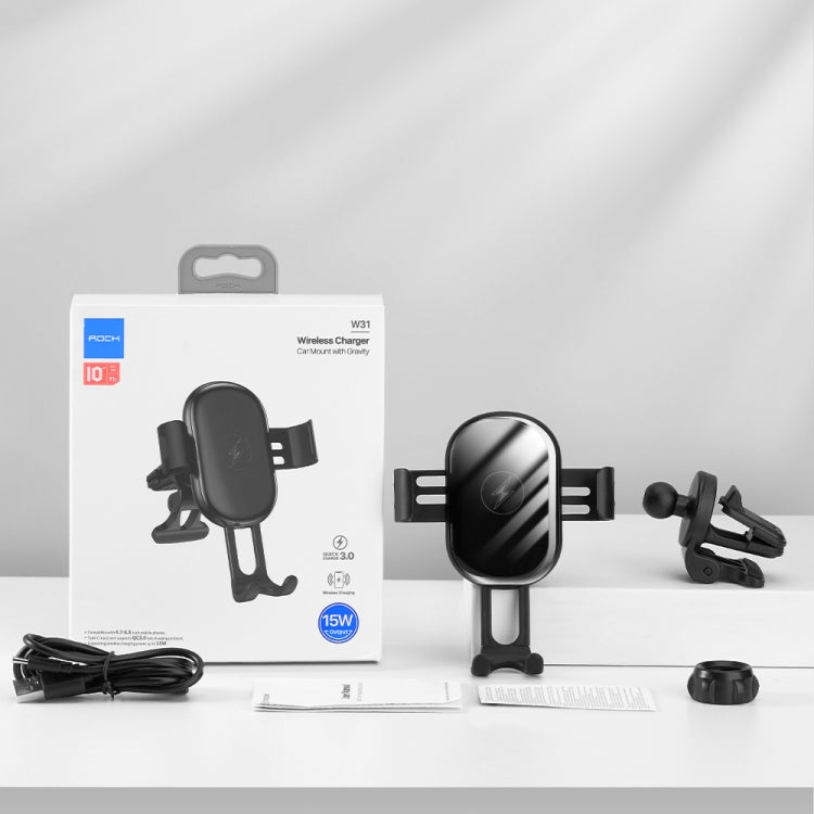 ROCK W31 Car Gravity Wireless Charging Air Outlet Bracket - Wireless Charger Holders by ROCK | Online Shopping South Africa | PMC TechLife | Buy Now Pay Later Mobicred