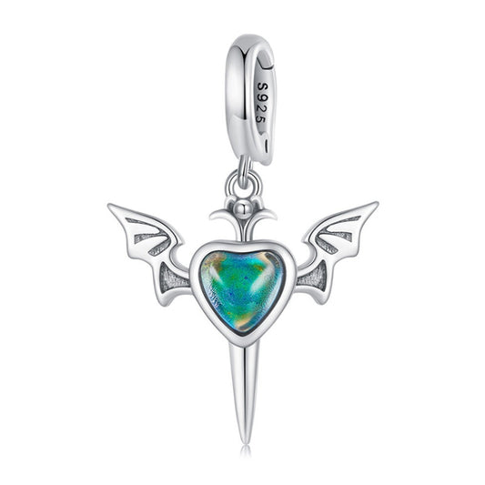 SCC2559 Sterling Silver S925 Temperature Sensitive Discoloration DIY Angel Wings Pendant Accessories - Jewelry Accessories by PMC Jewellery | Online Shopping South Africa | PMC Jewellery