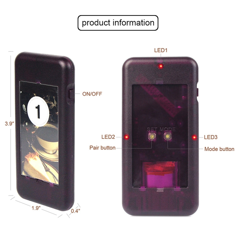 QC100 999 Channel Restaurant Wireless Paging Queuing Calling System with 20 Call Coaster Pagers, EU Plug - Alarm System by PMC TechLife | Online Shopping South Africa | PMC TechLife