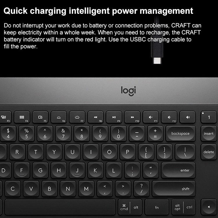 Logitech Craft Wireless Smart Bluetooth Dual Mode Silent Keyboard(Black) - Wireless Keyboard by Logitech | Online Shopping South Africa | PMC Jewellery