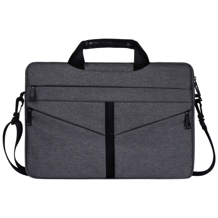 15.6 inch Breathable Wear-resistant Fashion Business Shoulder Handheld Zipper Laptop Bag with Shoulder Strap (Dark Gray) - 14.1 inch by PMC Jewellery | Online Shopping South Africa | PMC Jewellery