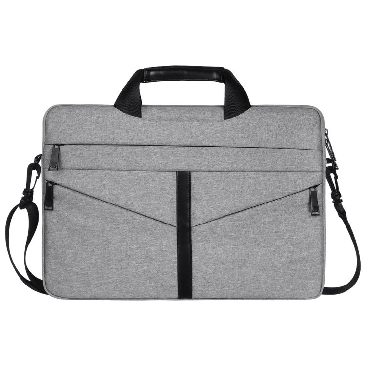 15.6 inch Breathable Wear-resistant Fashion Business Shoulder Handheld Zipper Laptop Bag with Shoulder Strap (Light Grey) - 14.1 inch by PMC Jewellery | Online Shopping South Africa | PMC Jewellery