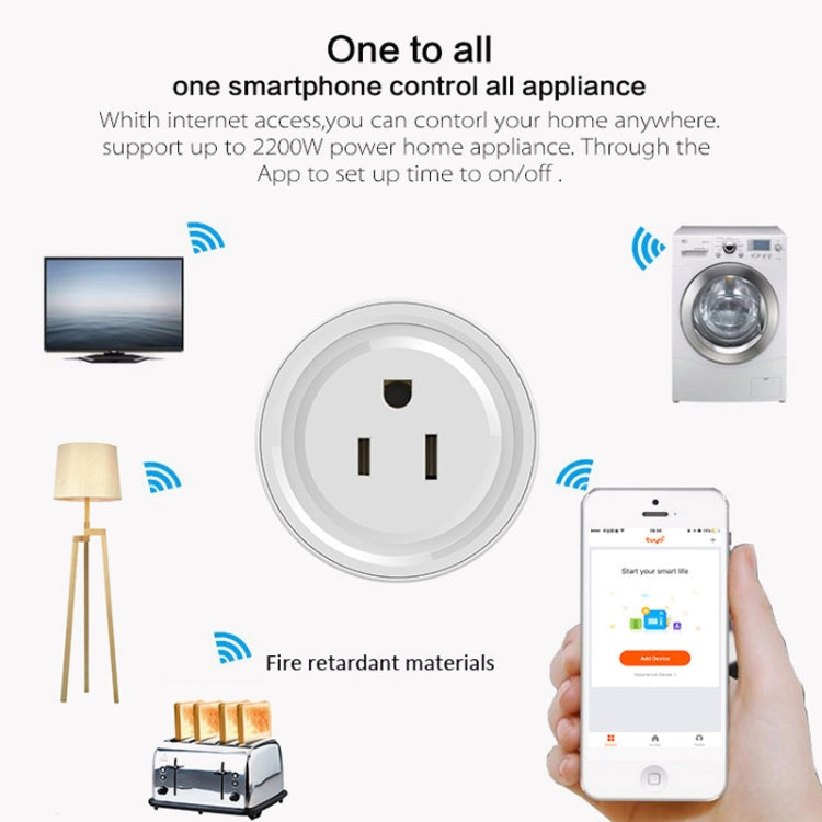 10A Round Shape WiFi Mini Plug APP Remote Control Timing Smart Socket Works with Alexa & Google Home, AC 100-240V, US Plug - Smart Socket by PMC Jewellery | Online Shopping South Africa | PMC Jewellery