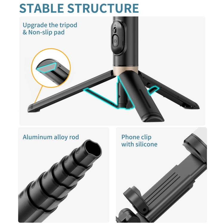 Q12 Hidden Design Reinforced Bluetooth Remote Control Tripod Selfie Stick (Black) - Selfie Light by PMC TechLife | Online Shopping South Africa | PMC TechLife | Buy Now Pay Later Mobicred