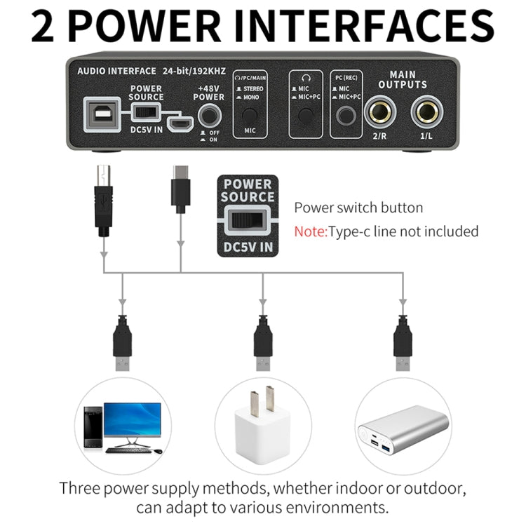 XTUGA E22 Audio Interface Professional Sound Card - Live Sound Effects Processors by XTUGA | Online Shopping South Africa | PMC TechLife