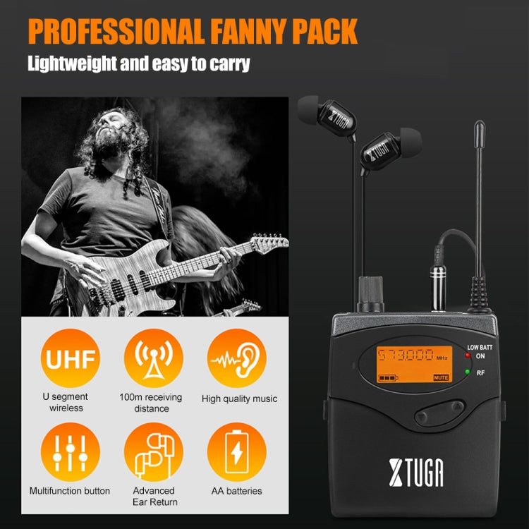 XTUGA RW2080 UHF Wireless Stage Singer In-Ear Monitor System Single BodyPack Receiver - free shipping - PMC TechLife - Order now!